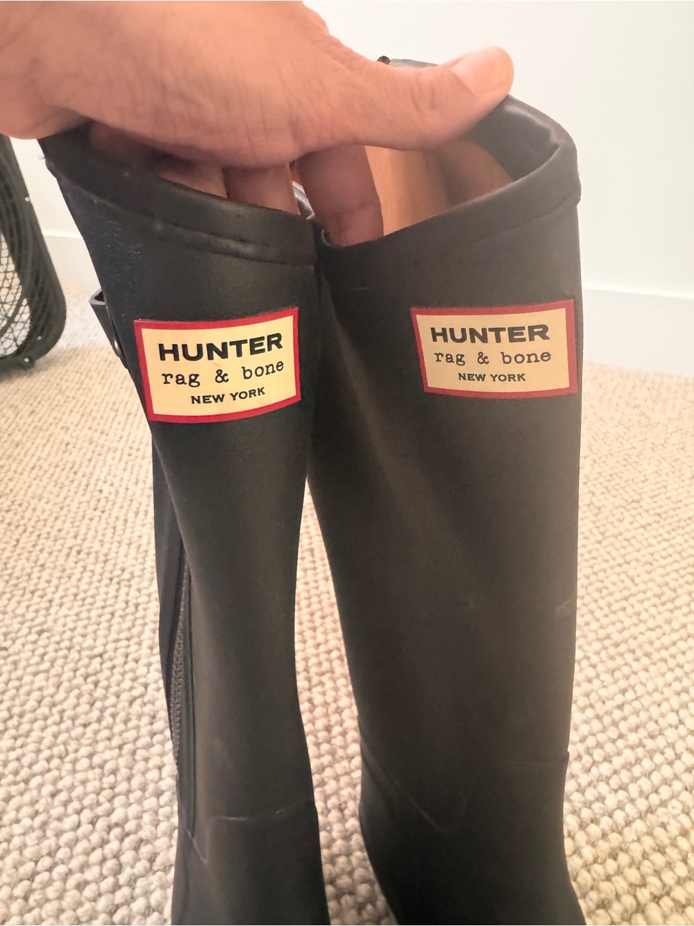 Hunter Rag & Bone Black Tall Rain Boots with Side Zipper - Picture 2 of 3